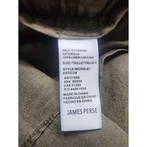 James Perse Lightweight Linen Pants Womens L Moss Green Boho Lagenlook Resort - Picture 4 of 7